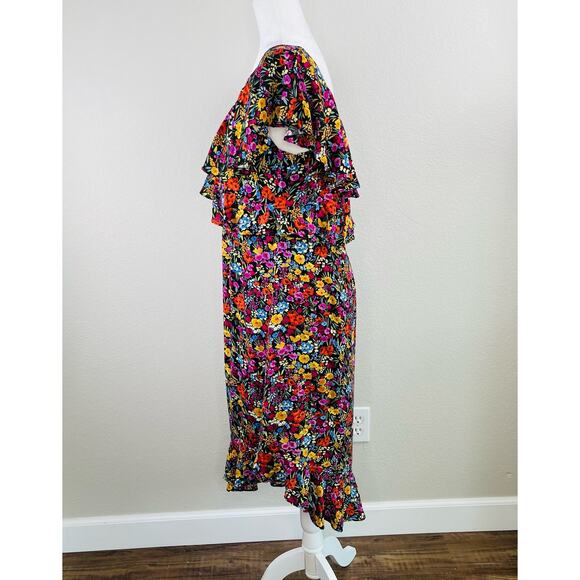 Lost + Wander Sleeveless Flora Garden Asymmetric Ruffled Midi Dress Large NWT - Picture 8 of 13